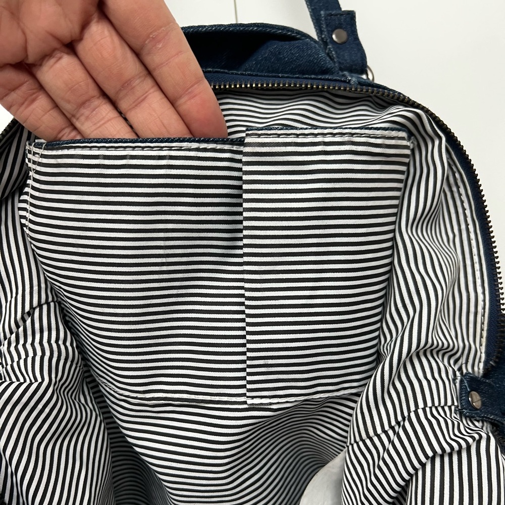 Stylish Denim Shoulder Bag with Embroidered Patches - Picture 12 of 13